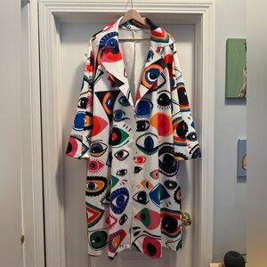 RARE All Eyes on You Duster Jacket - White w/ Color Eye Pattern